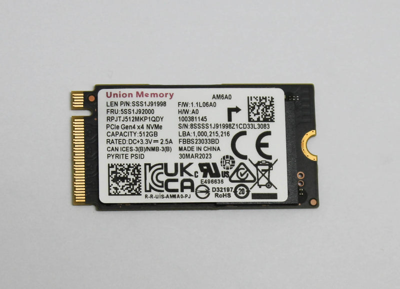 LENOVO SSD 512GB 2242 PCIE DC+3.3V 2.5A