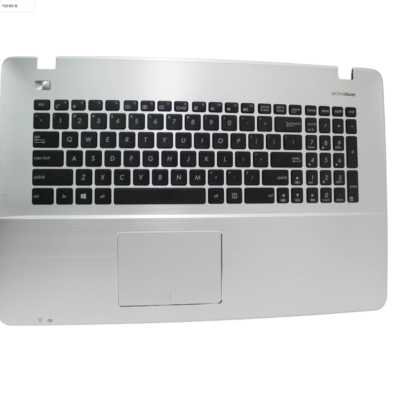 90Nb08E5-R31Us0 Asus Palmrest Top Cover W/Keyboard Us-English Module/As And Touchpad Silver X751Lx-3C X751Lx Grade A