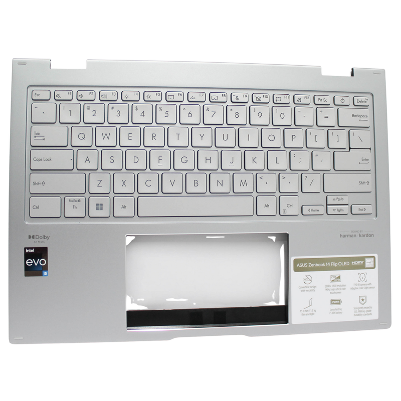 90NB10E3-R30US1 ASUS PALMREST TOP COVER W/KB US BL SILVER UP3404VA-DS54T-S "GRADE A"
