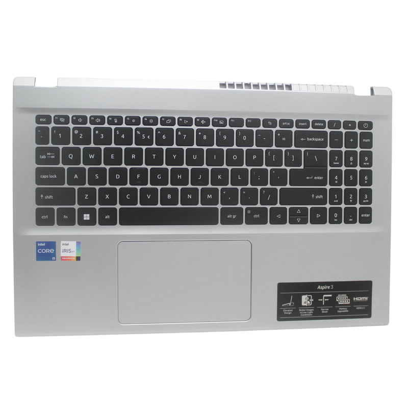 AP3UI000460ACER PALMREST TOP COVER W/KB US SILVER ASPIRE 3 A315-59-53ER "GRADE A"