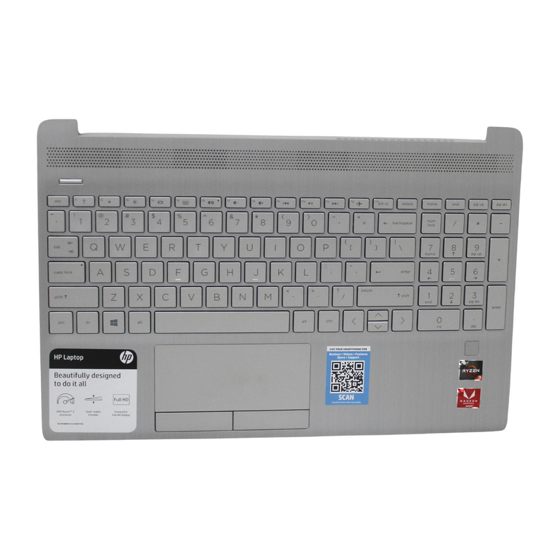 L52154-001 HP PALMREST NATSILV W/KB BL FOR 15-DW3058CL - "GRADE A"