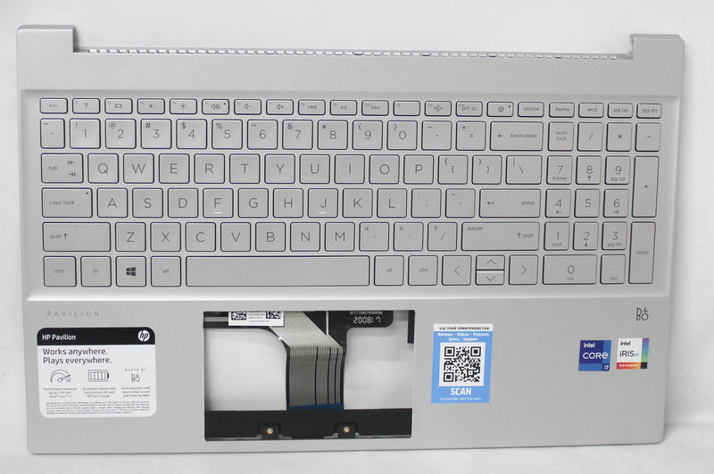 m08913-001-b-palmrest-top-cover-natural-silver-with-keyboard-natural-silver-us-pavilion-15-eg0021nr-grade-b-compatible-with-hp