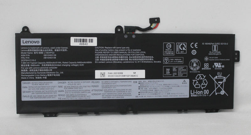 L19D4PG4 Battery 7.7V 6624MAH 51Wh 4Cell Ideapad 5 Cb 13Iml05 Compatible With Lenovo