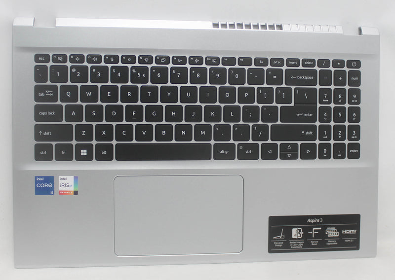 AP3UI000460 Palmrest Top Cover W/Kb Us Silver Compatible With Aspire 3 A315-59-53Er Compatible With ACER