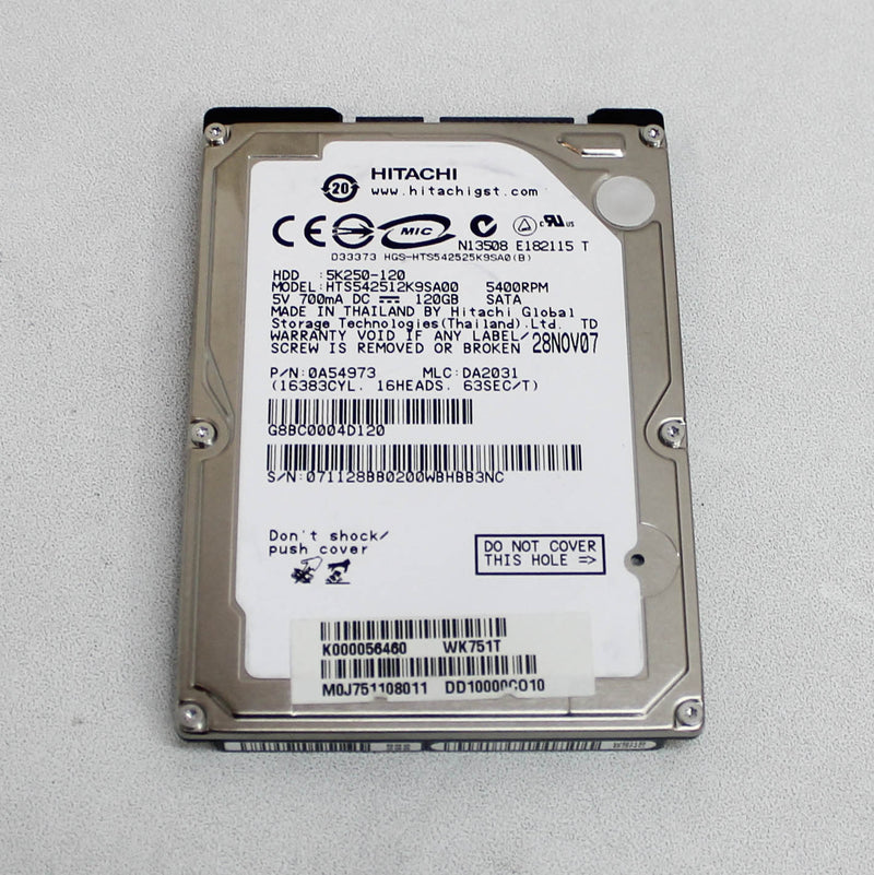 HTS542512K9SA00 HTS542512K9SA00 (0A52126) 120GB 5400 RPM 8MB Cache 2.5 SATA 1.5Gb/s Notebook Hard Drive Compatible With HITACHI