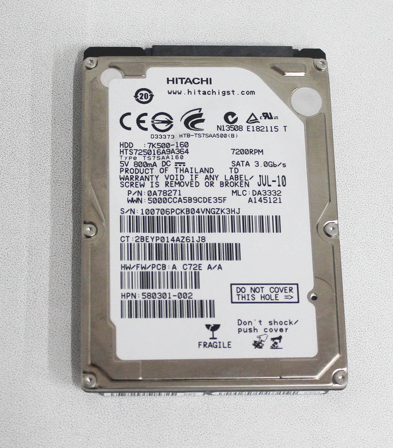 HTS725016A9A364 Hard Drive 160Gb 7200Rpm 2.5 SataCompatible With HITACHI