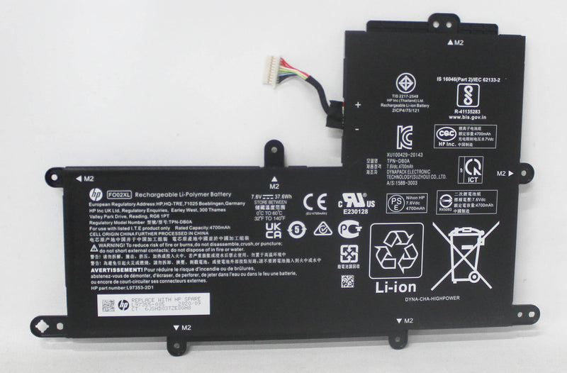L97355-005 Battery 2Cell Battery 37Wh 4.96Ah Li Fo02037Xl-P Chromebook 11A-NA0036NR Compatible With HP